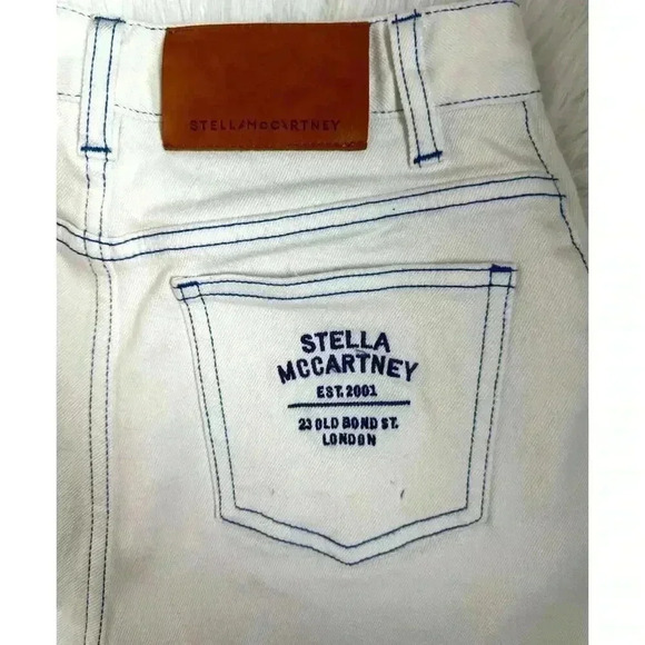 STELLA MCCARTNEY 23 Old Bond Street London Denim Shorts In White Wash - Picture 7 of 8